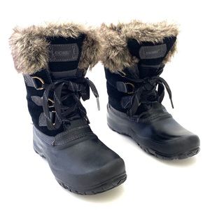 Khombu Women’s Black Suede Leather Slope Winter Boot